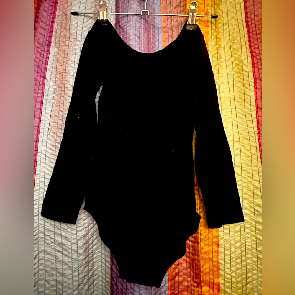 Wenchoice Black Dance Leotard long sleeve - Size XL Girls